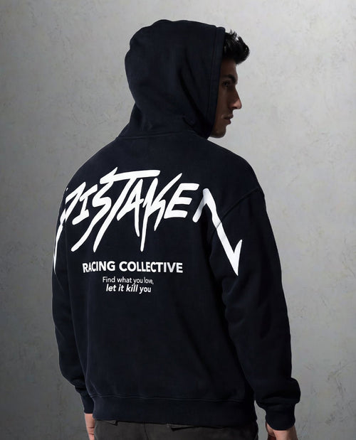Black // Hoodie back graphic with Racing Collective print